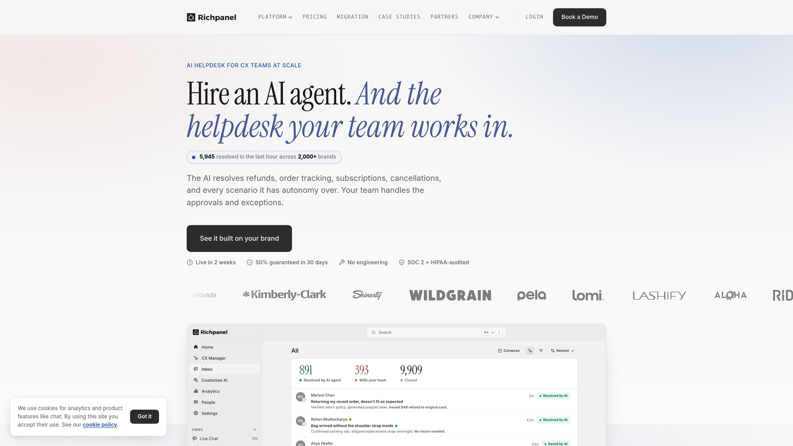 Screenshot of Richpanel website