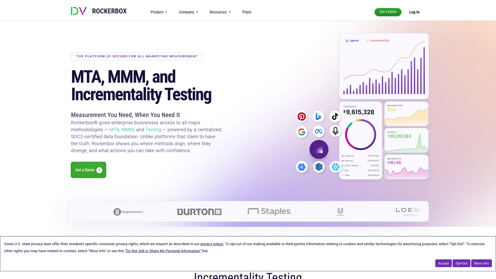 Screenshot of Rockerbox website