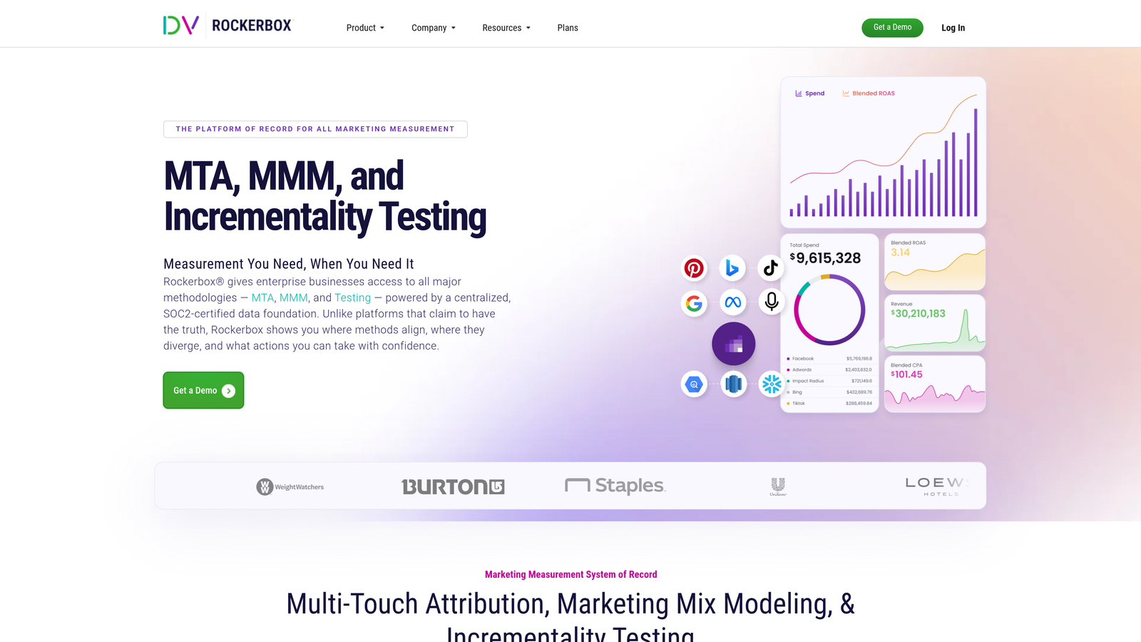 Screenshot of Rockerbox website