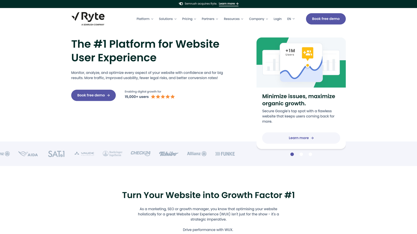 Screenshot of Ryte website