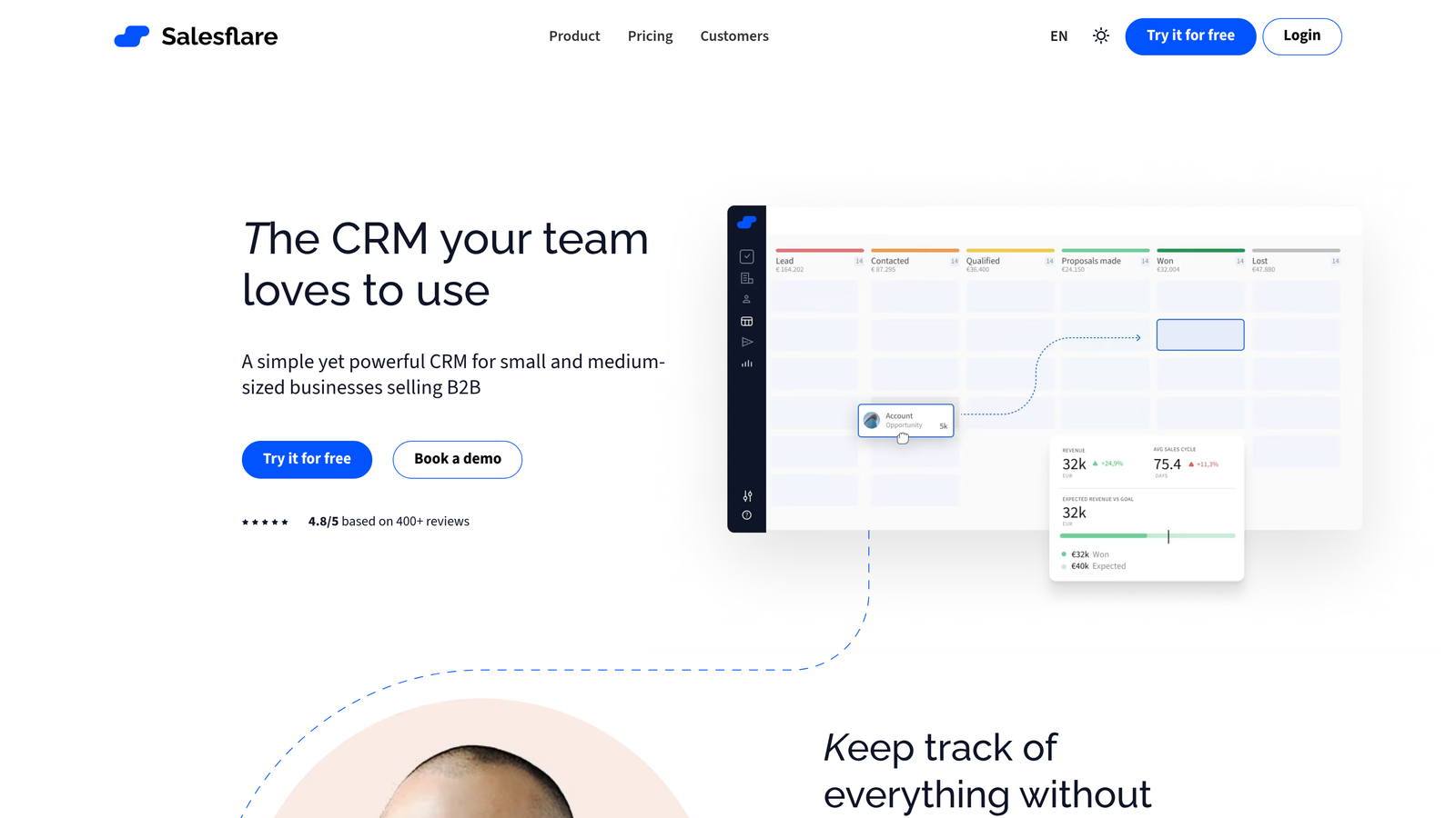Screenshot of Salesflare website