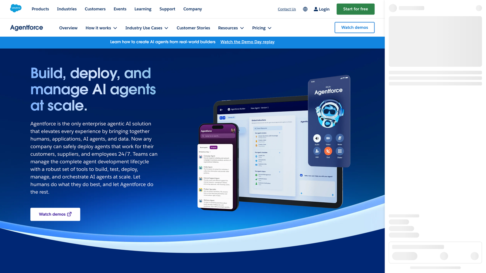 Screenshot of Salesforce Agentforce website