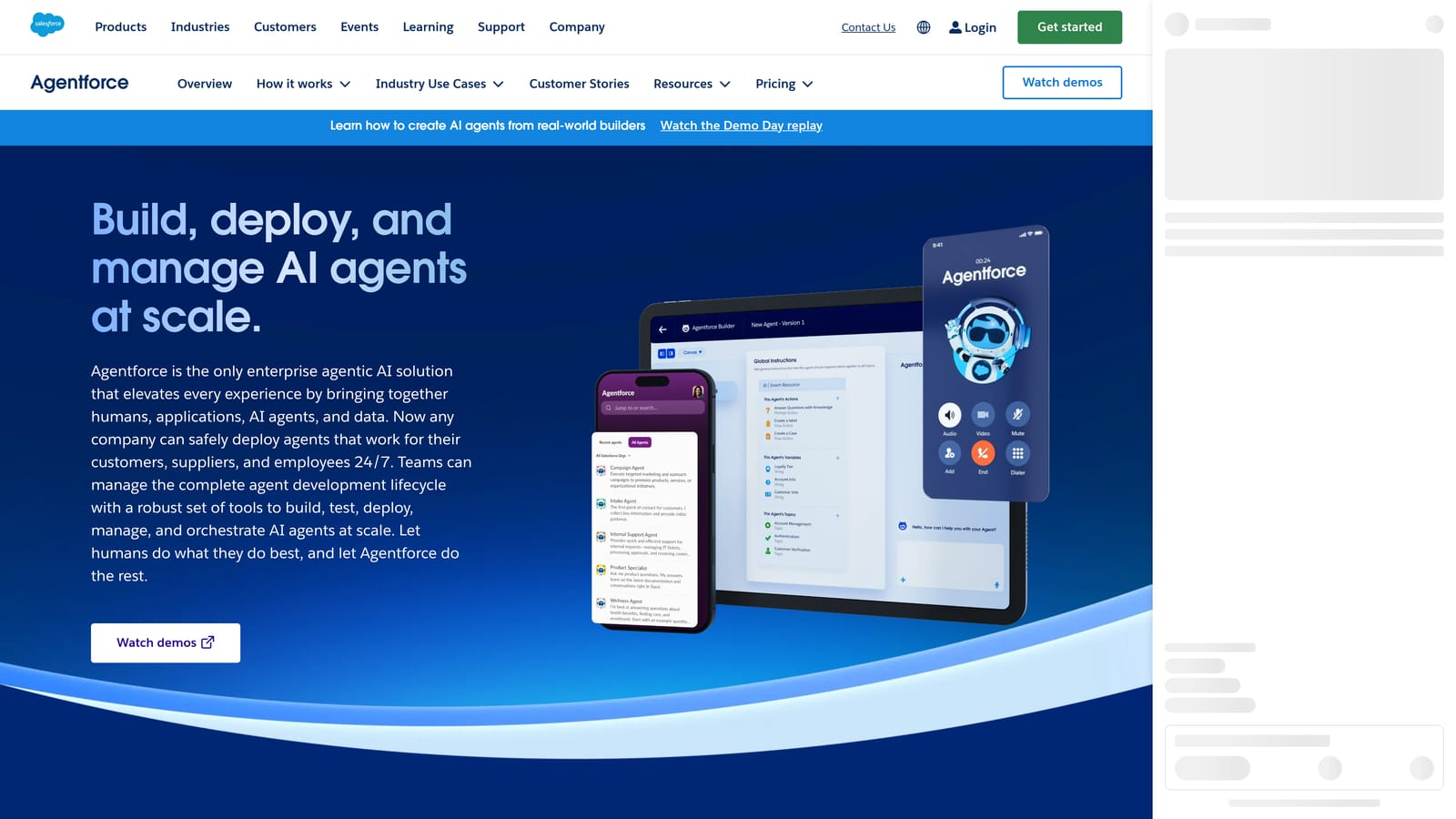 Screenshot of Salesforce Agentforce website