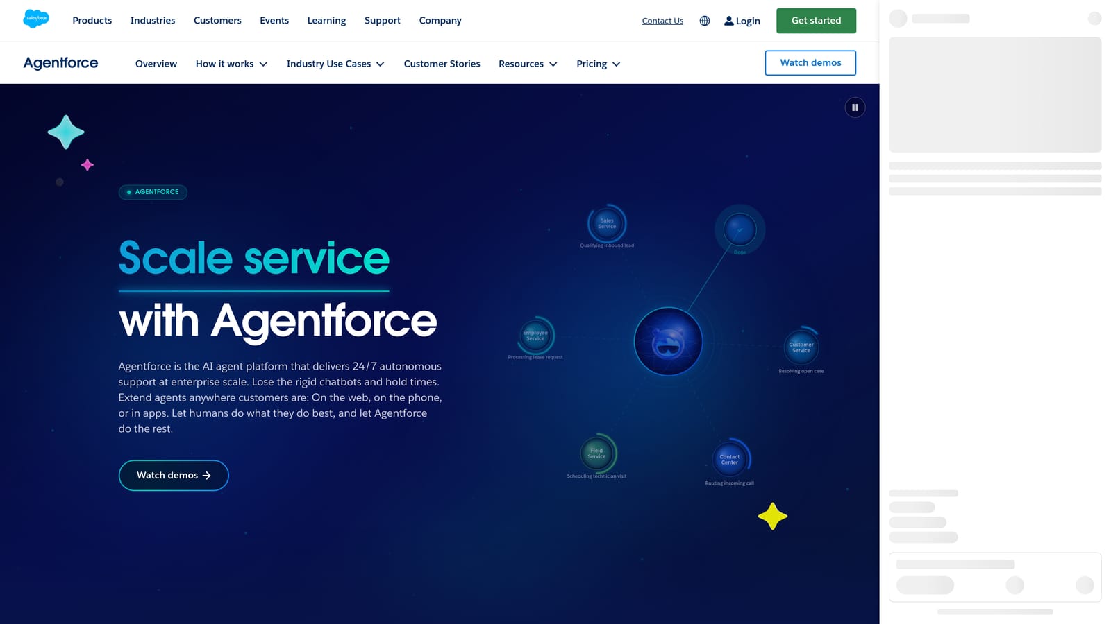 Screenshot of Salesforce Agentforce website
