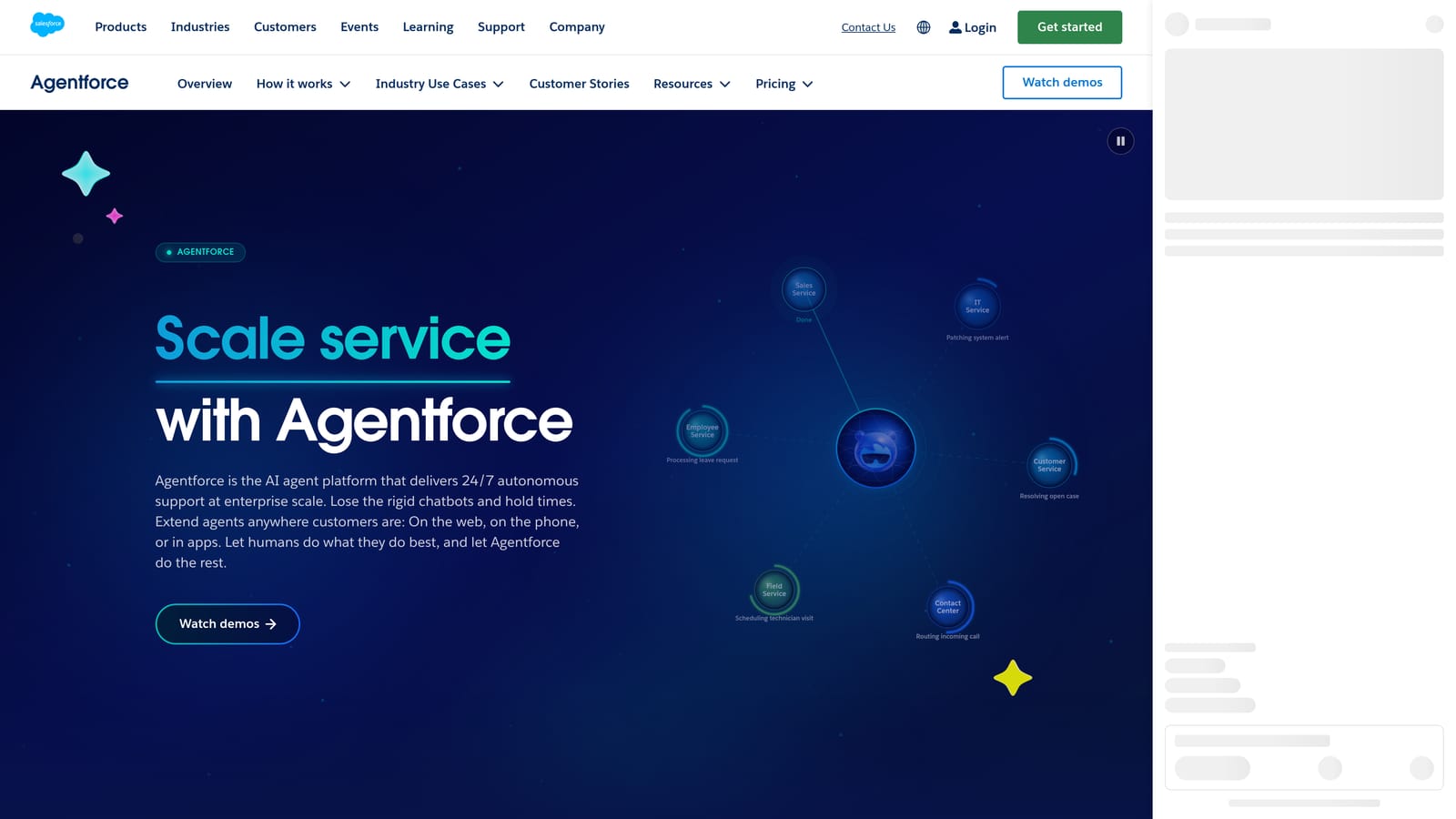 Screenshot of Salesforce Agentforce website