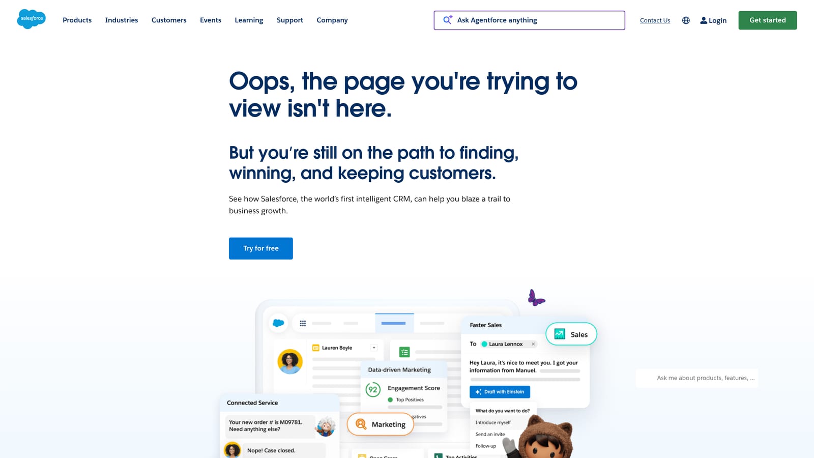Screenshot of Salesforce Einstein Service Cloud website
