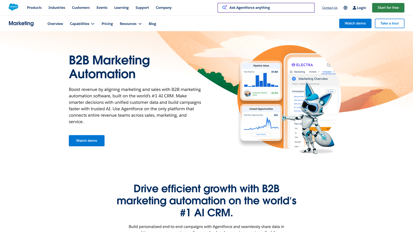 Screenshot of Salesforce Marketing Cloud Account Engagement (Pardot) website