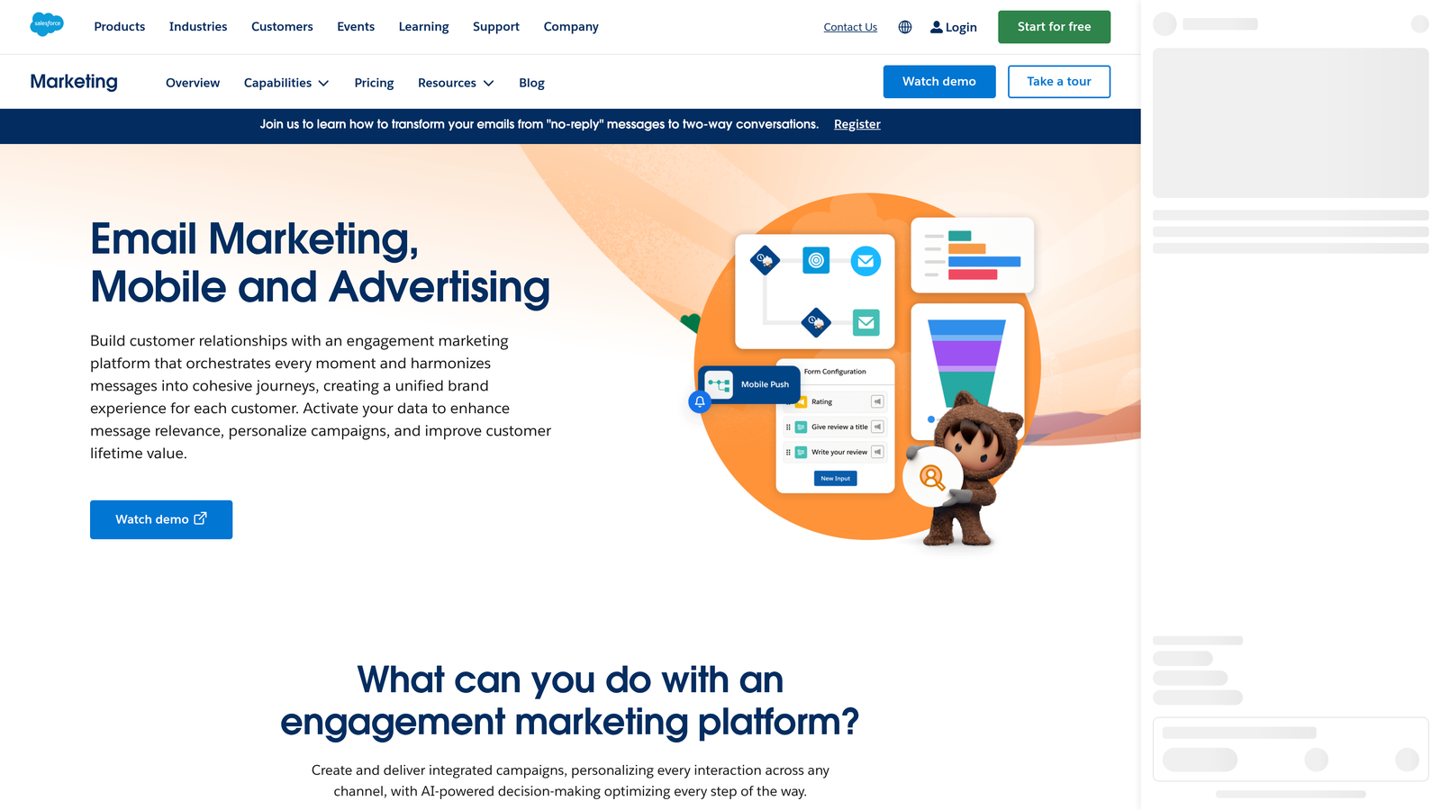 Screenshot of Salesforce Marketing Cloud Account Engagement (Pardot) website