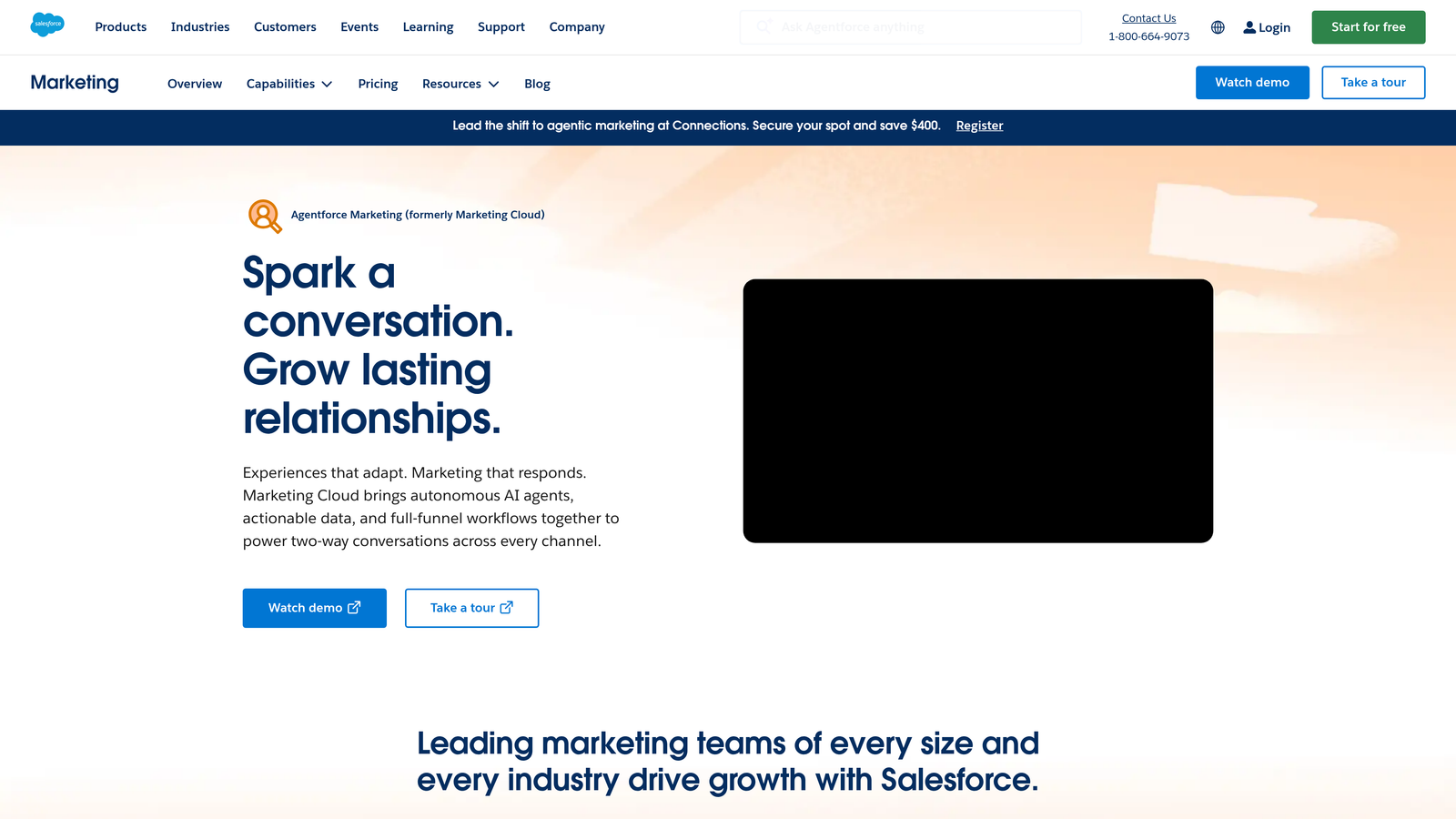 Screenshot of Salesforce Marketing Cloud AI website