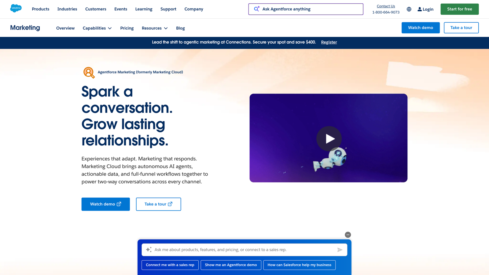 Screenshot of Salesforce Marketing Cloud website