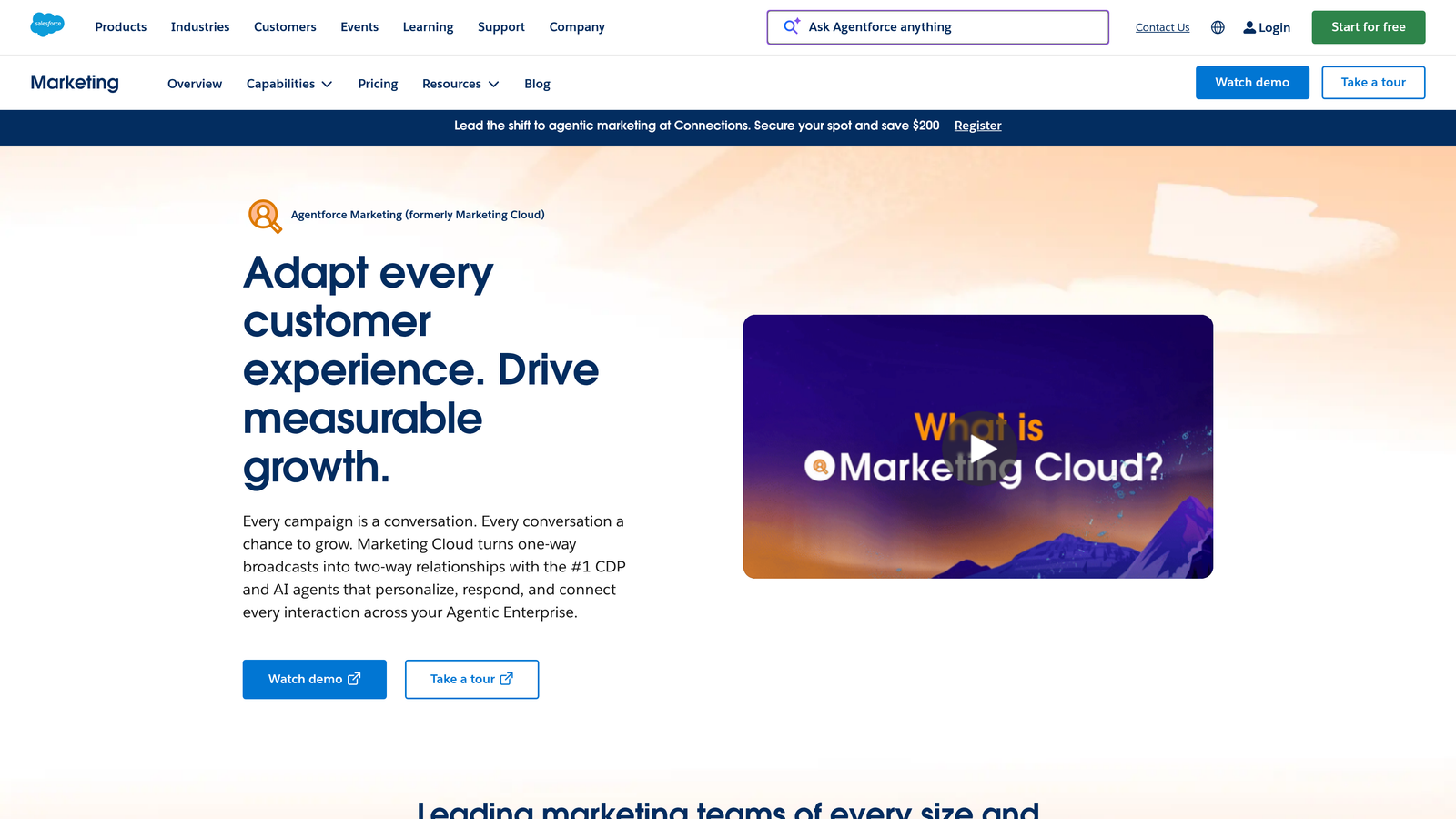 Screenshot of Salesforce Marketing Cloud website