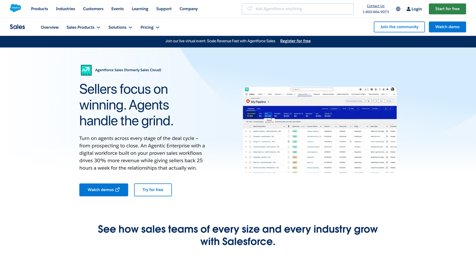 Screenshot of Salesforce Sales Cloud website