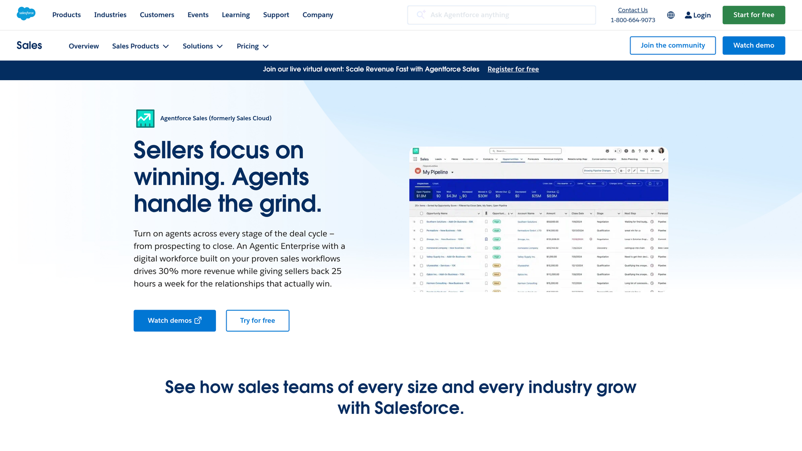 Screenshot of Salesforce Sales Cloud website