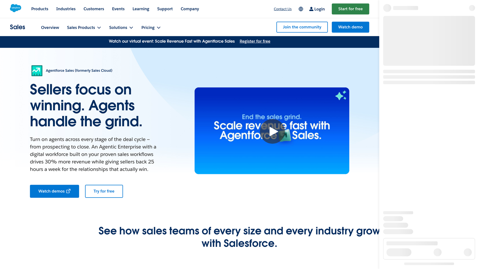 Screenshot of Salesforce Sales Cloud website