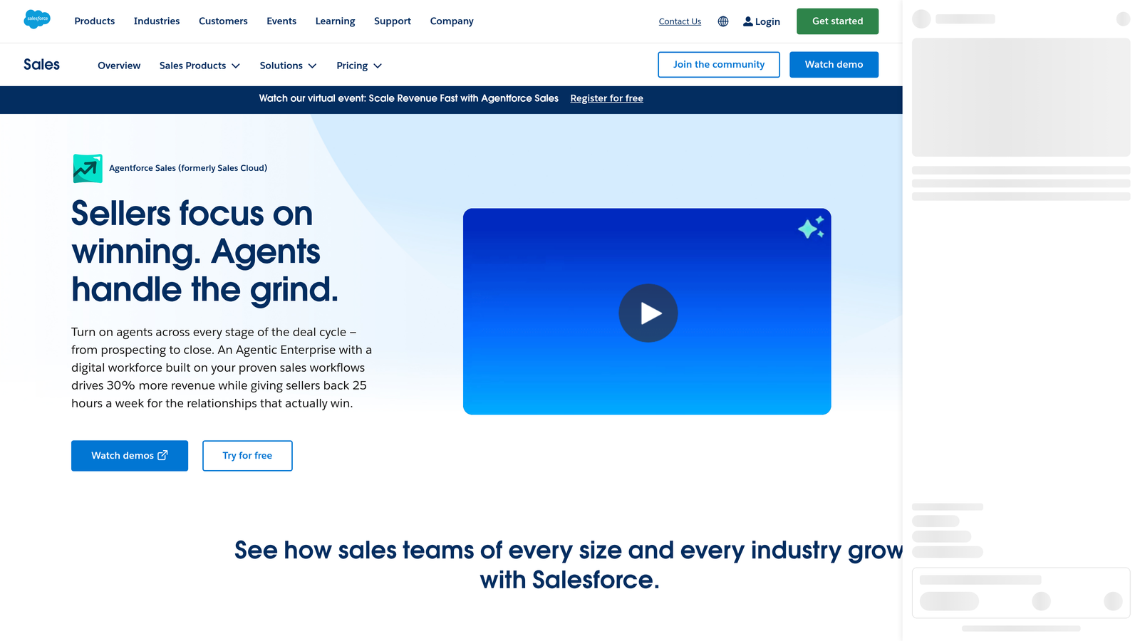 Screenshot of Salesforce Sales Cloud website