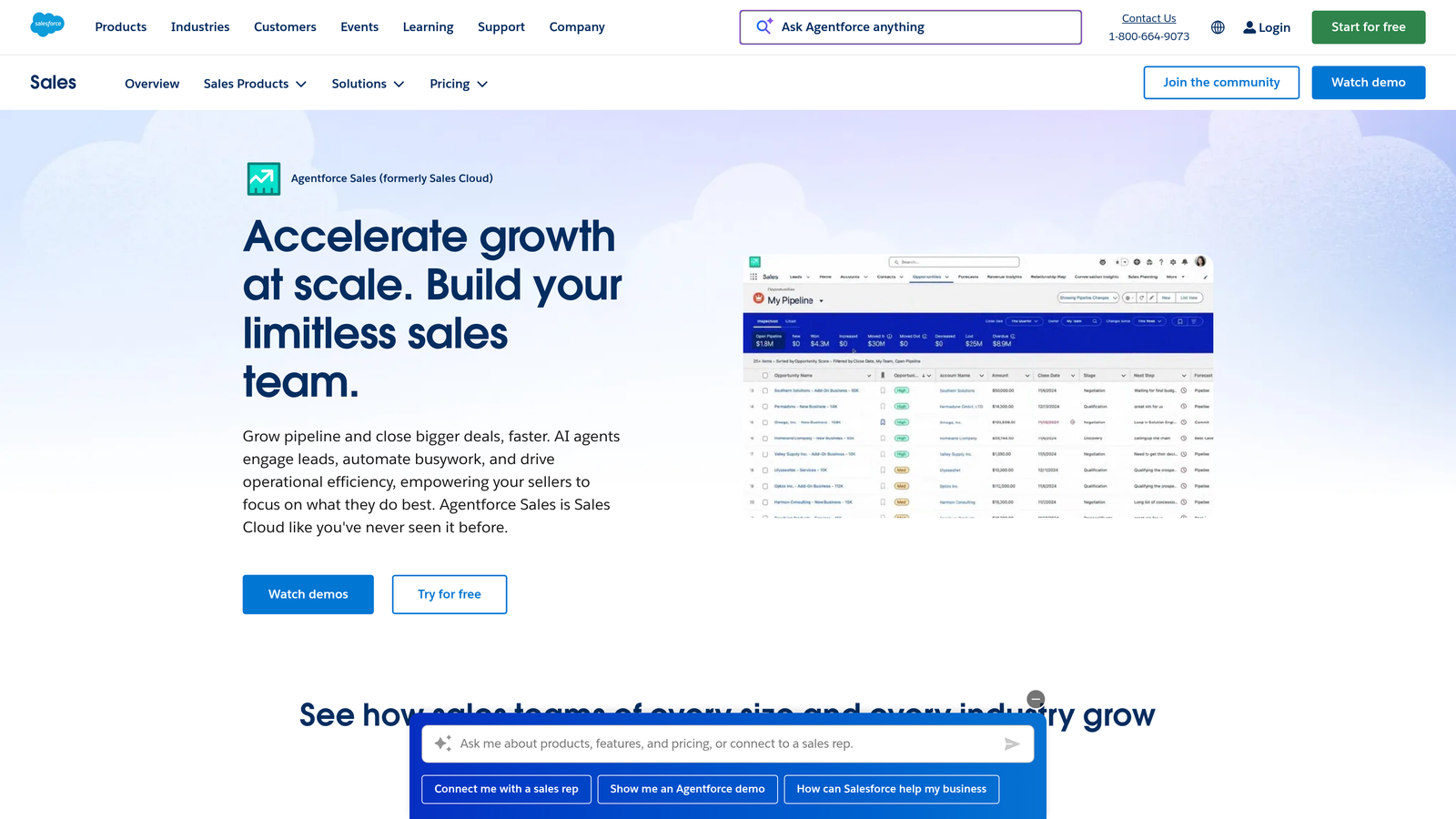 Screenshot of Salesforce Sales Cloud with Einstein website