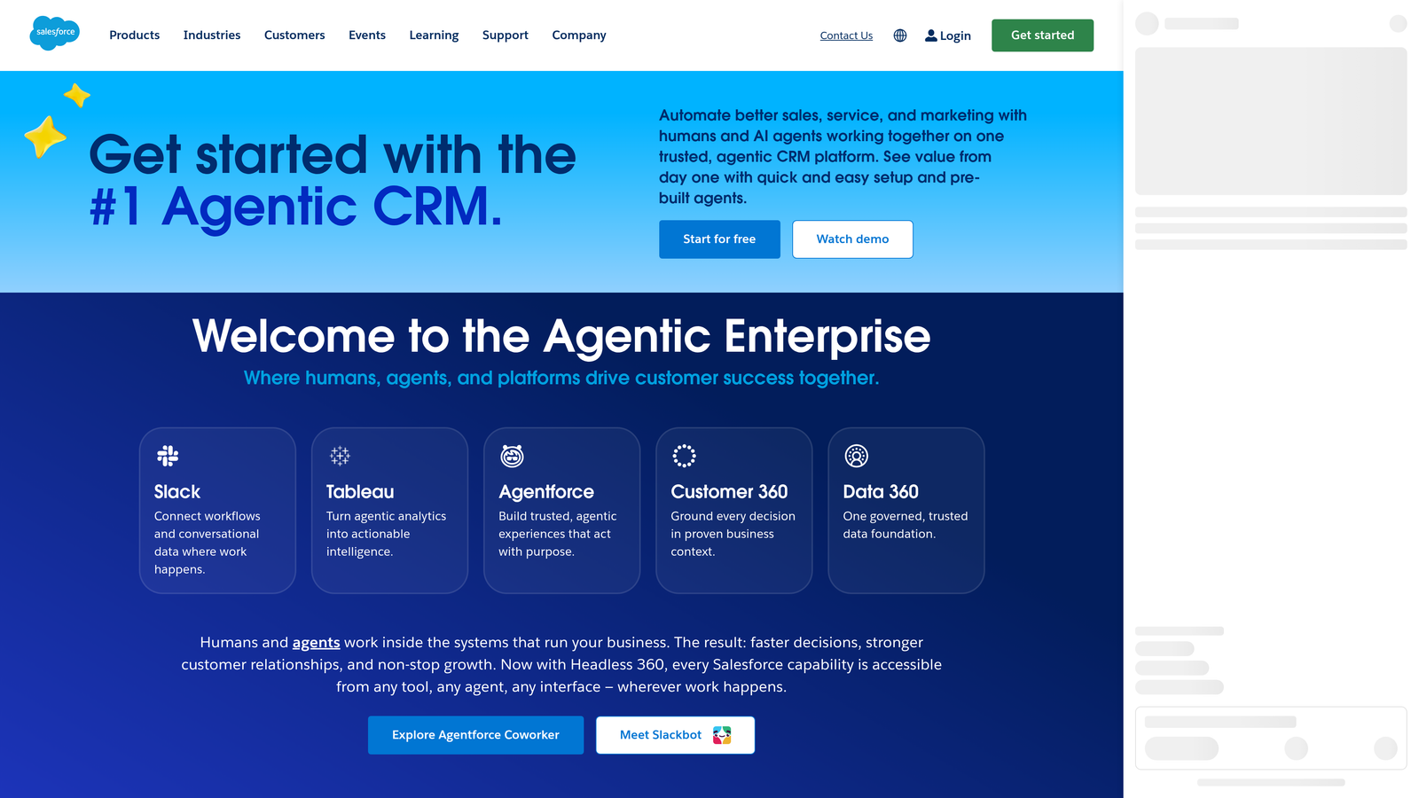 Screenshot of Salesforce website
