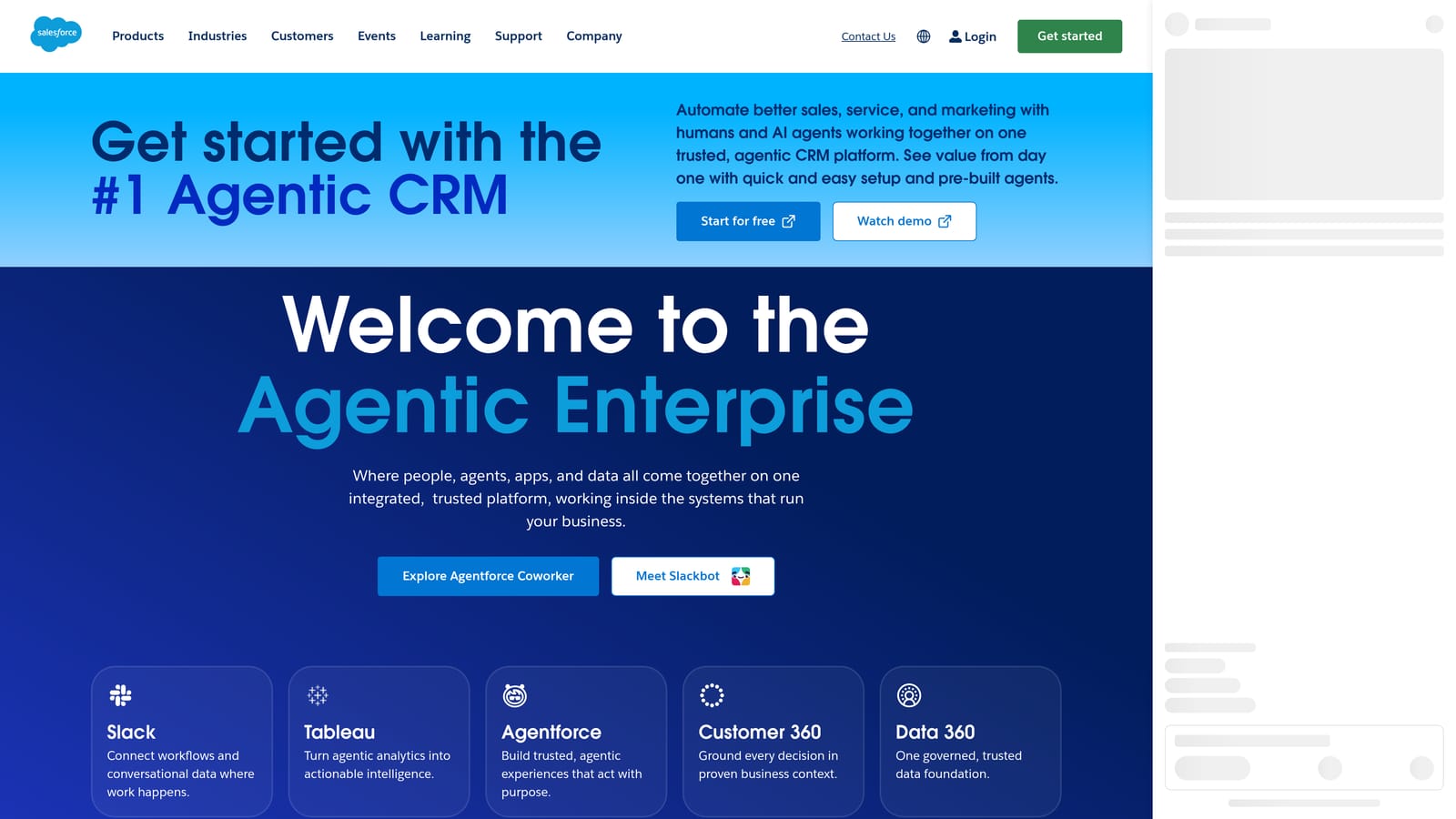 Screenshot of Salesforce website