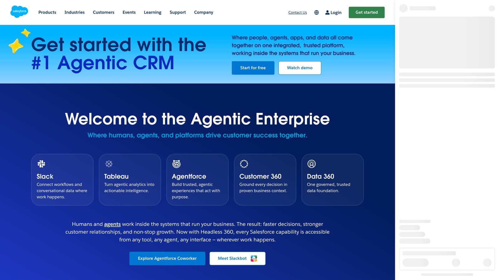 Screenshot of Salesforce website
