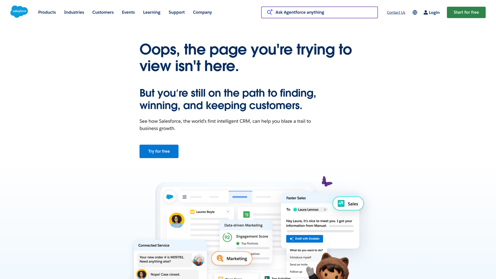 Screenshot of Salesforce Service Cloud Einstein website