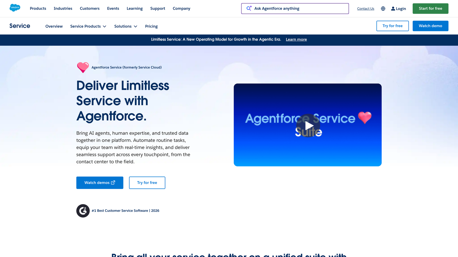 Screenshot of Salesforce Service Cloud Einstein website