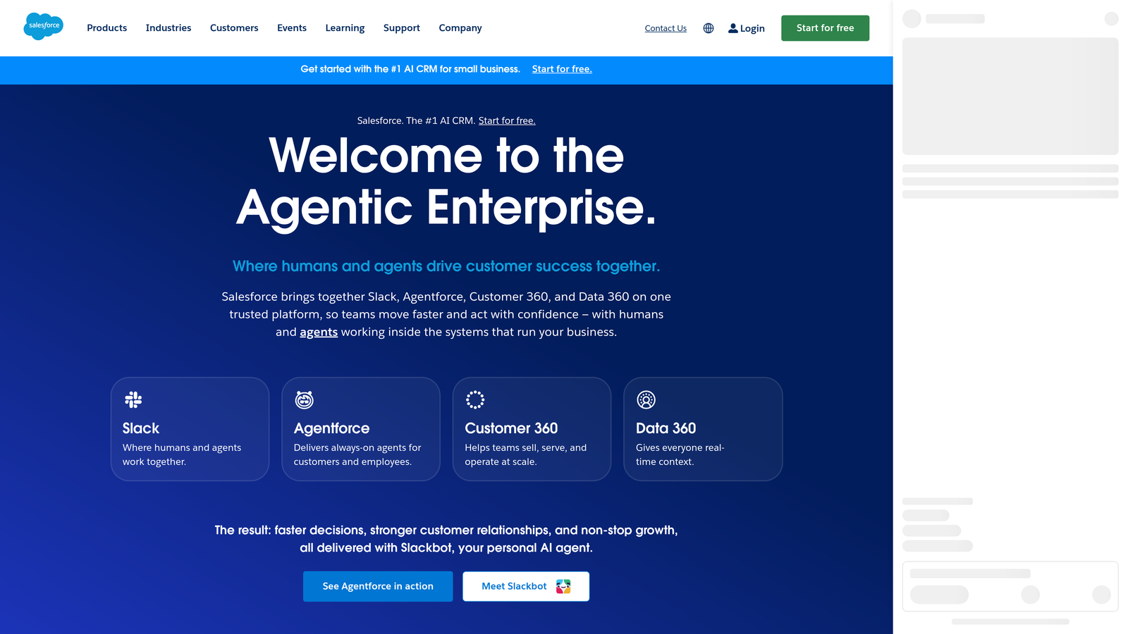 Screenshot of Salesforce Service Cloud website