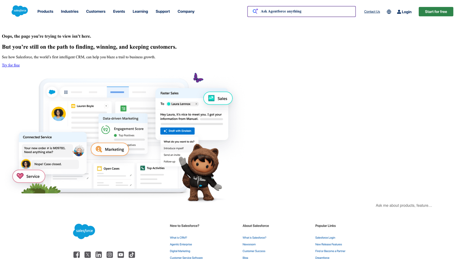 Screenshot of Salesforce Service Cloud website