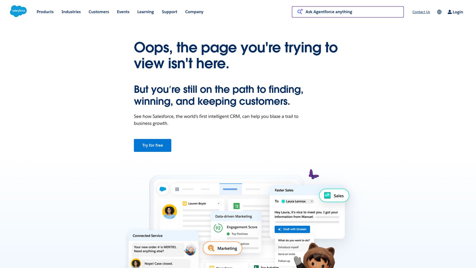 Screenshot of Salesforce Service Cloud website