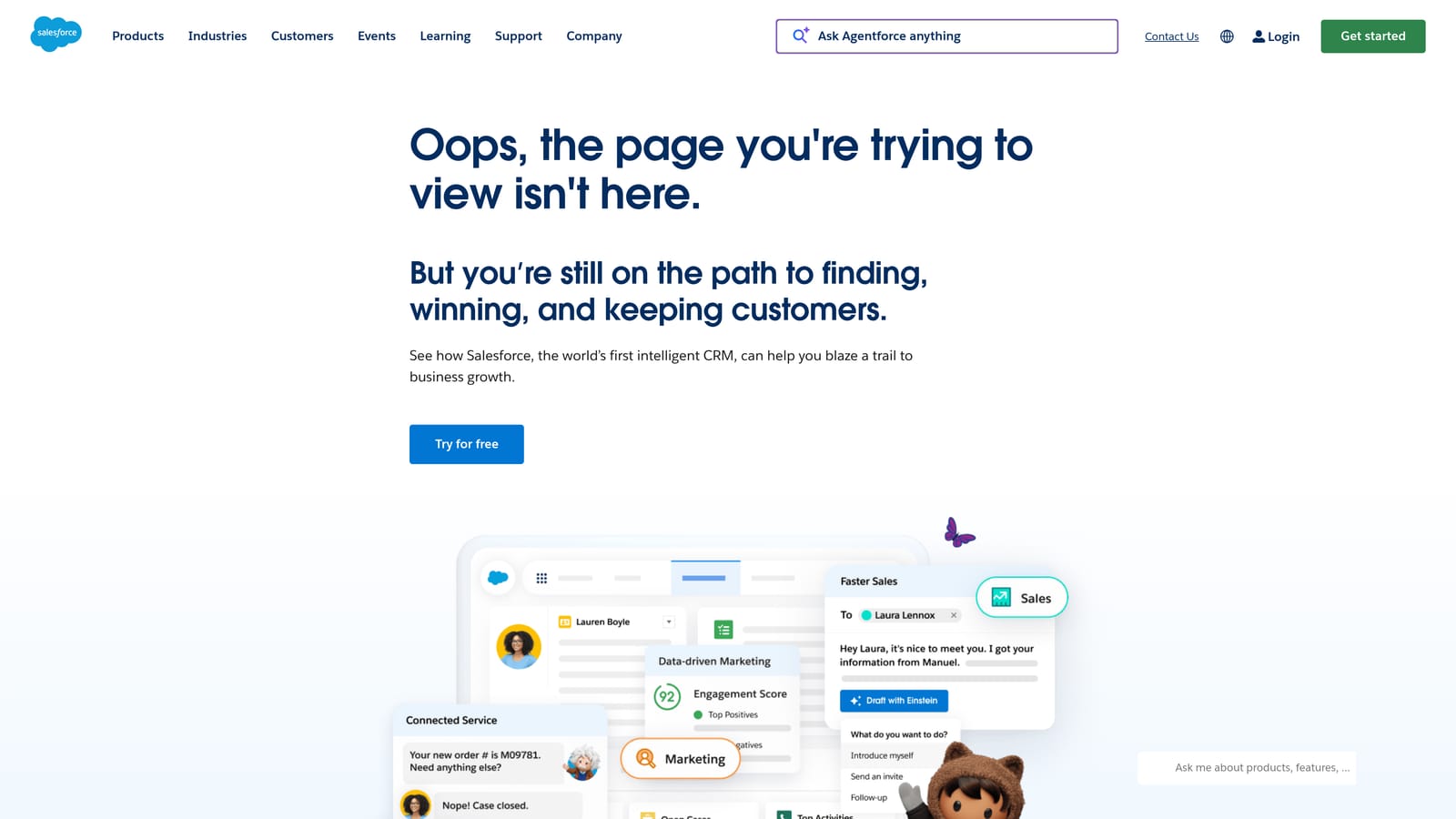 Screenshot of Salesforce Service Cloud website