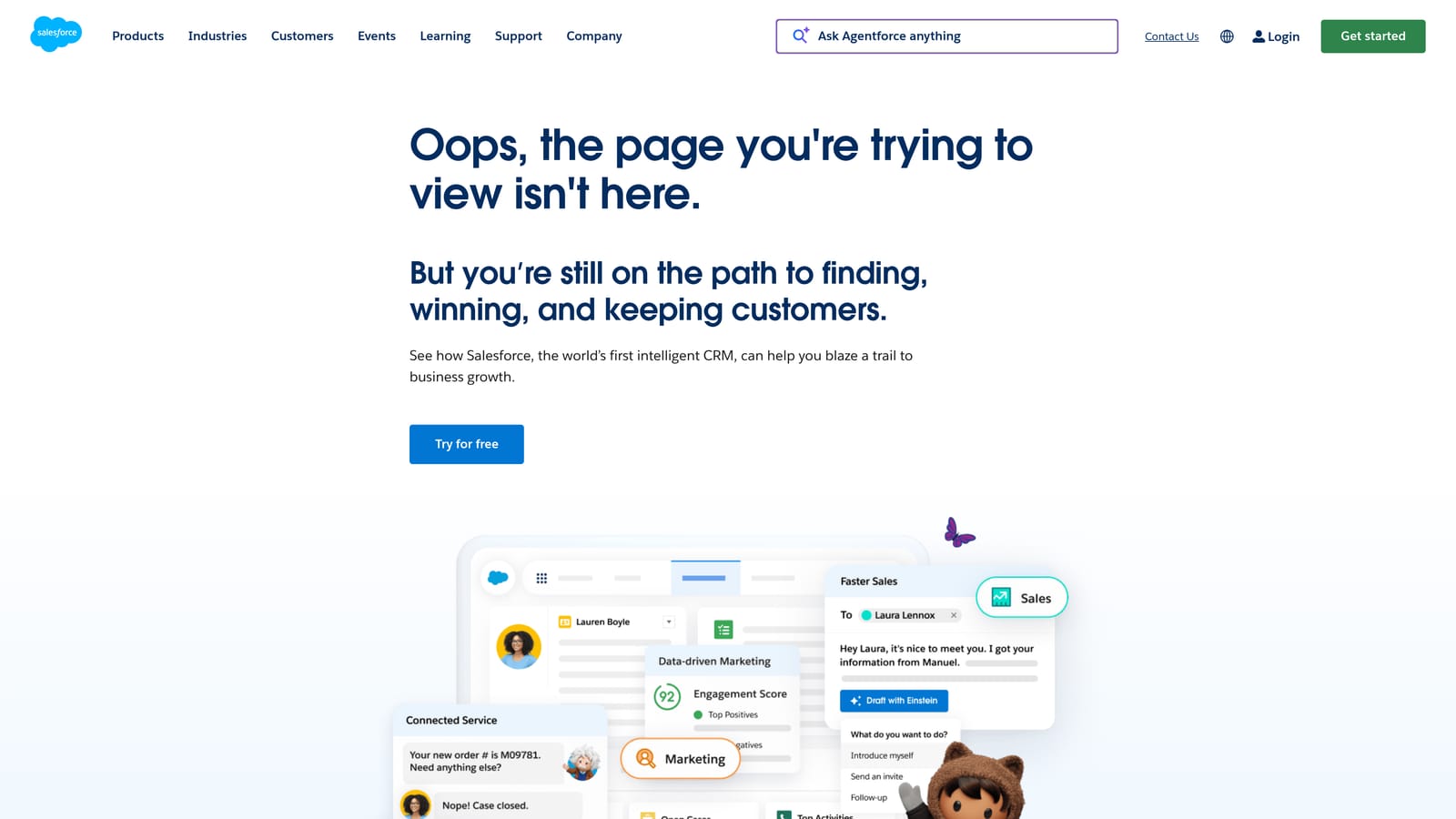 Screenshot of Salesforce Service Cloud website