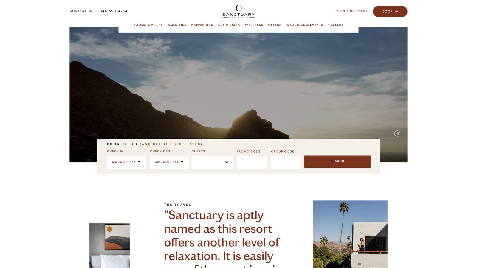 Screenshot of Sanctuary website