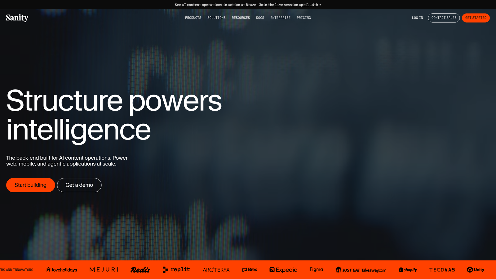 Screenshot of Sanity.io website