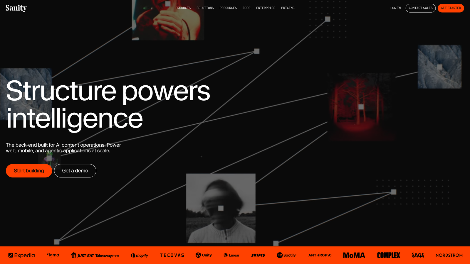 Screenshot of Sanity website