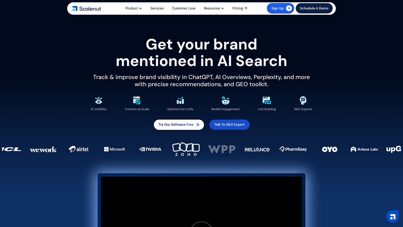 Screenshot of Scalenut website homepage