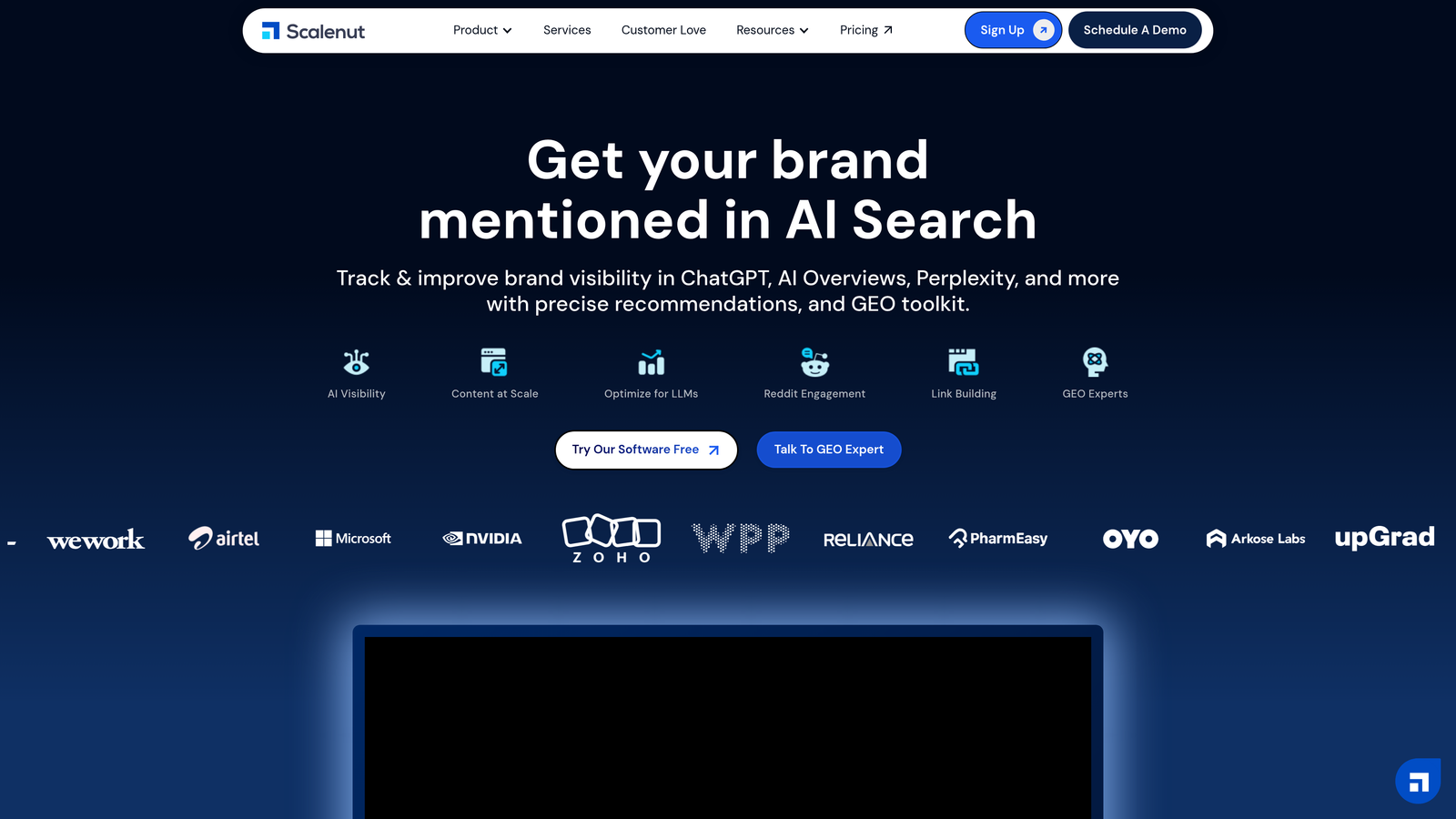 Screenshot of Scalenut website homepage