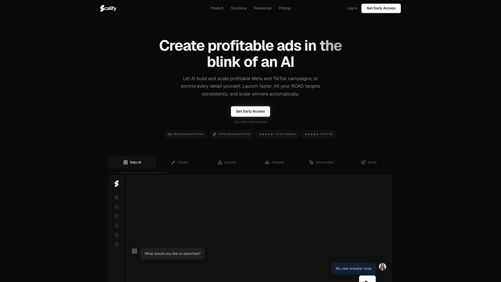 Screenshot of Scalify website
