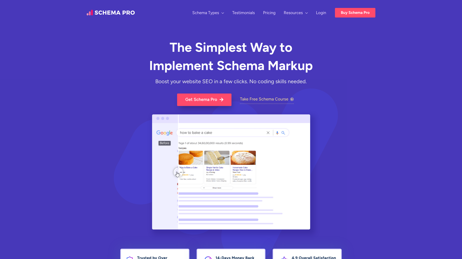 Screenshot of Schema Pro website