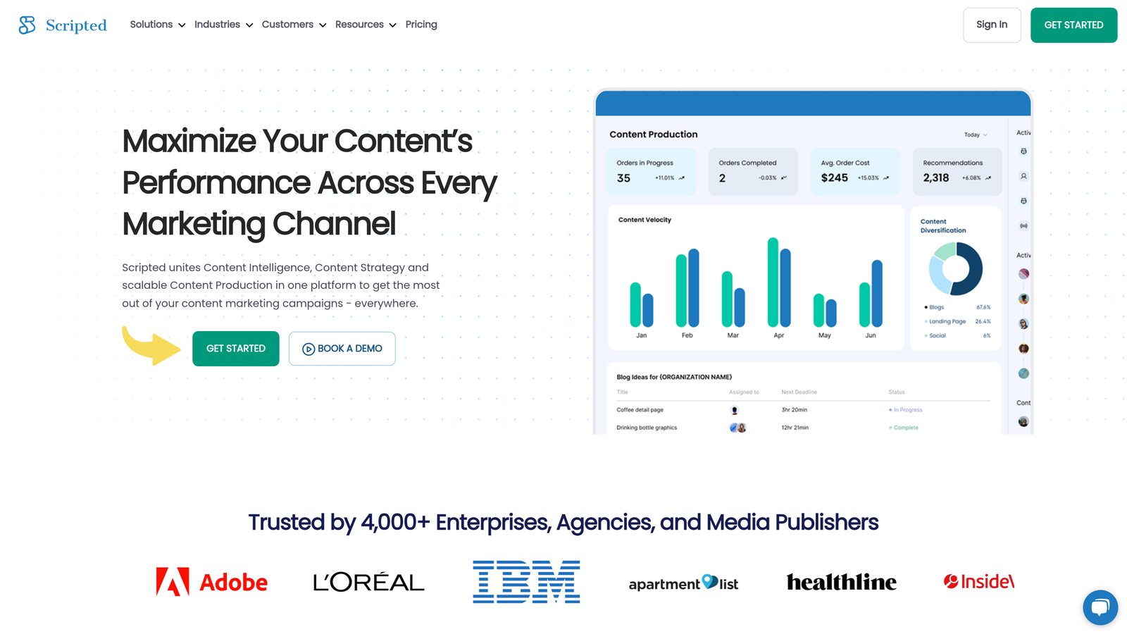 Screenshot of ScriptedPlatform website homepage