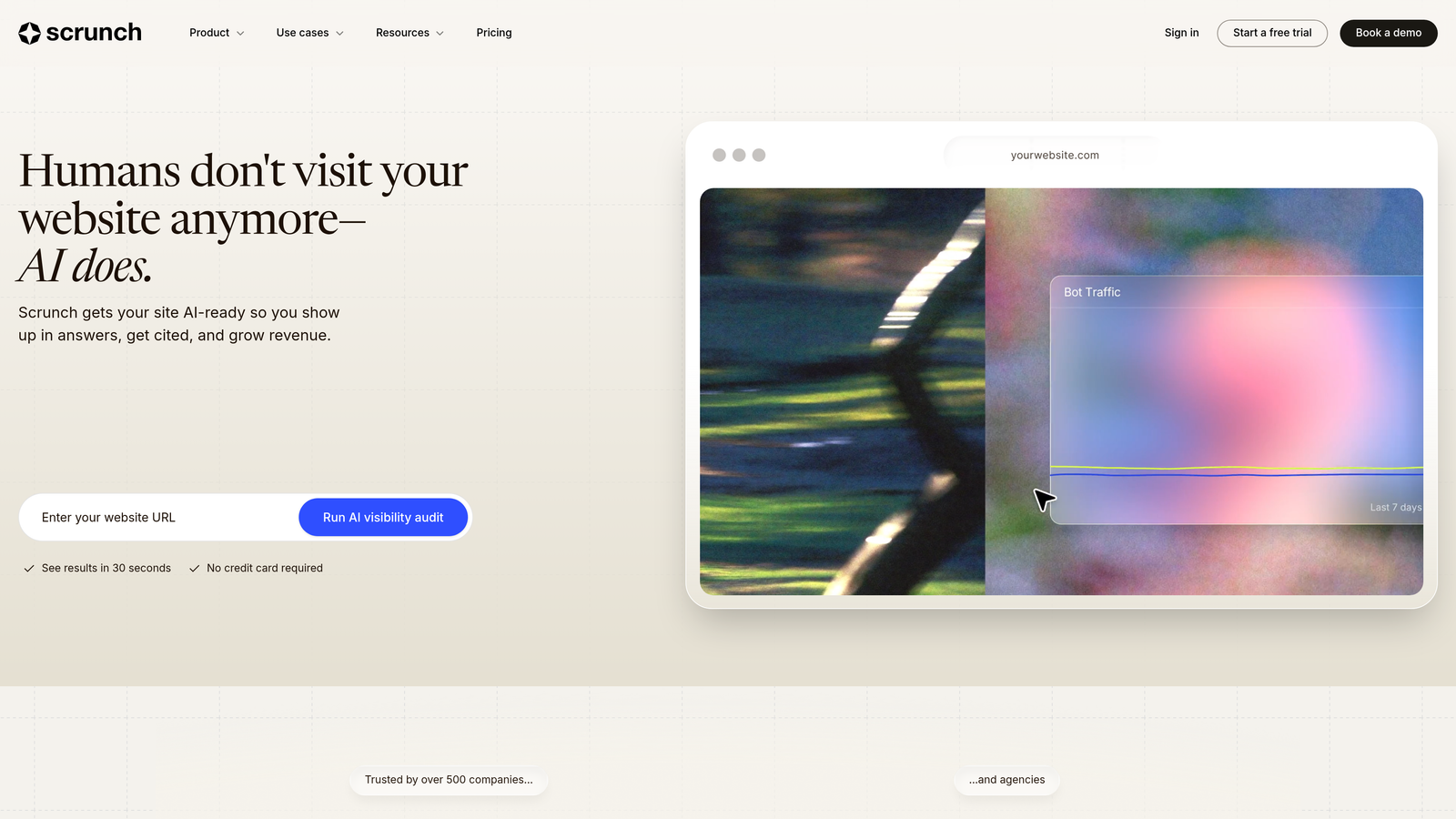 Screenshot of Scrunch AI website