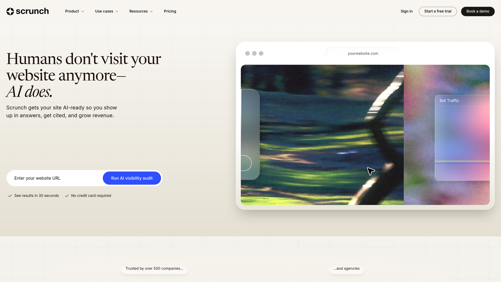 Screenshot of Scrunch AI website