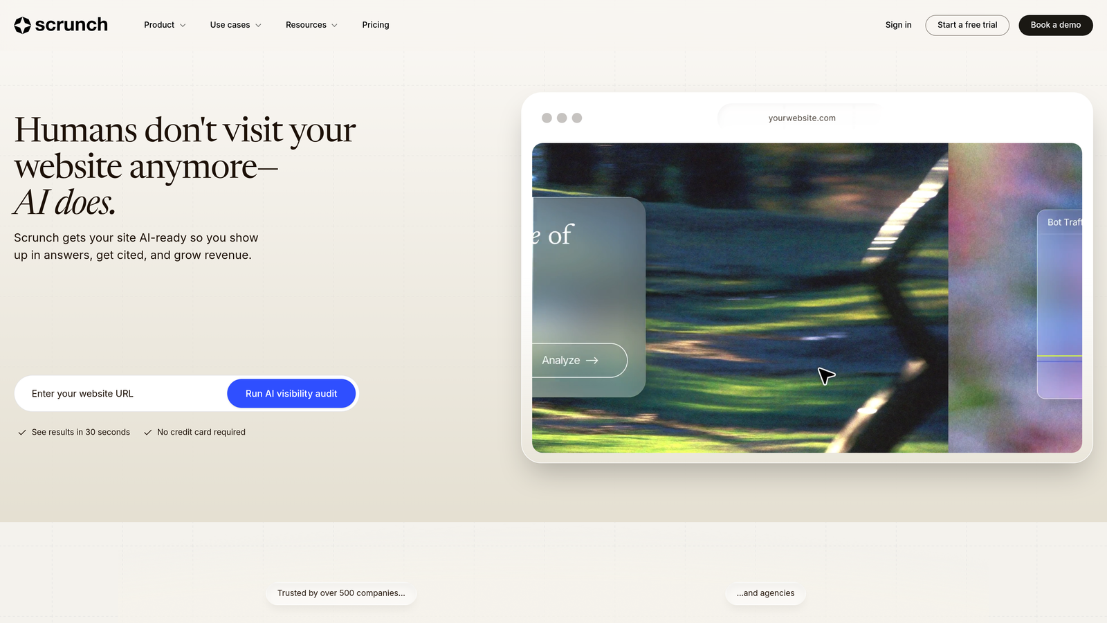 Screenshot of Scrunch AI website