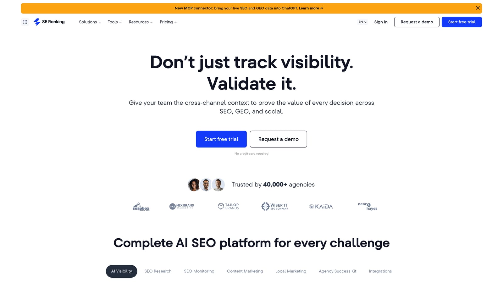 Screenshot of SE Ranking Content Marketing Platform website