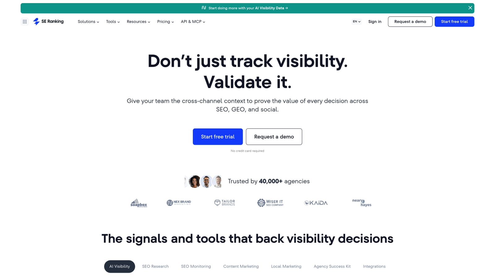 Screenshot of SE Ranking website