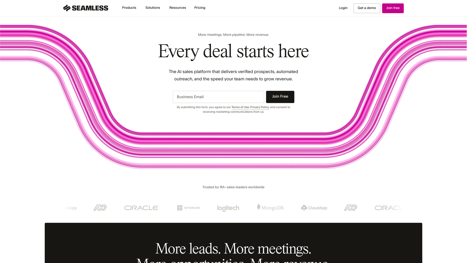Screenshot of Seamless.AI website