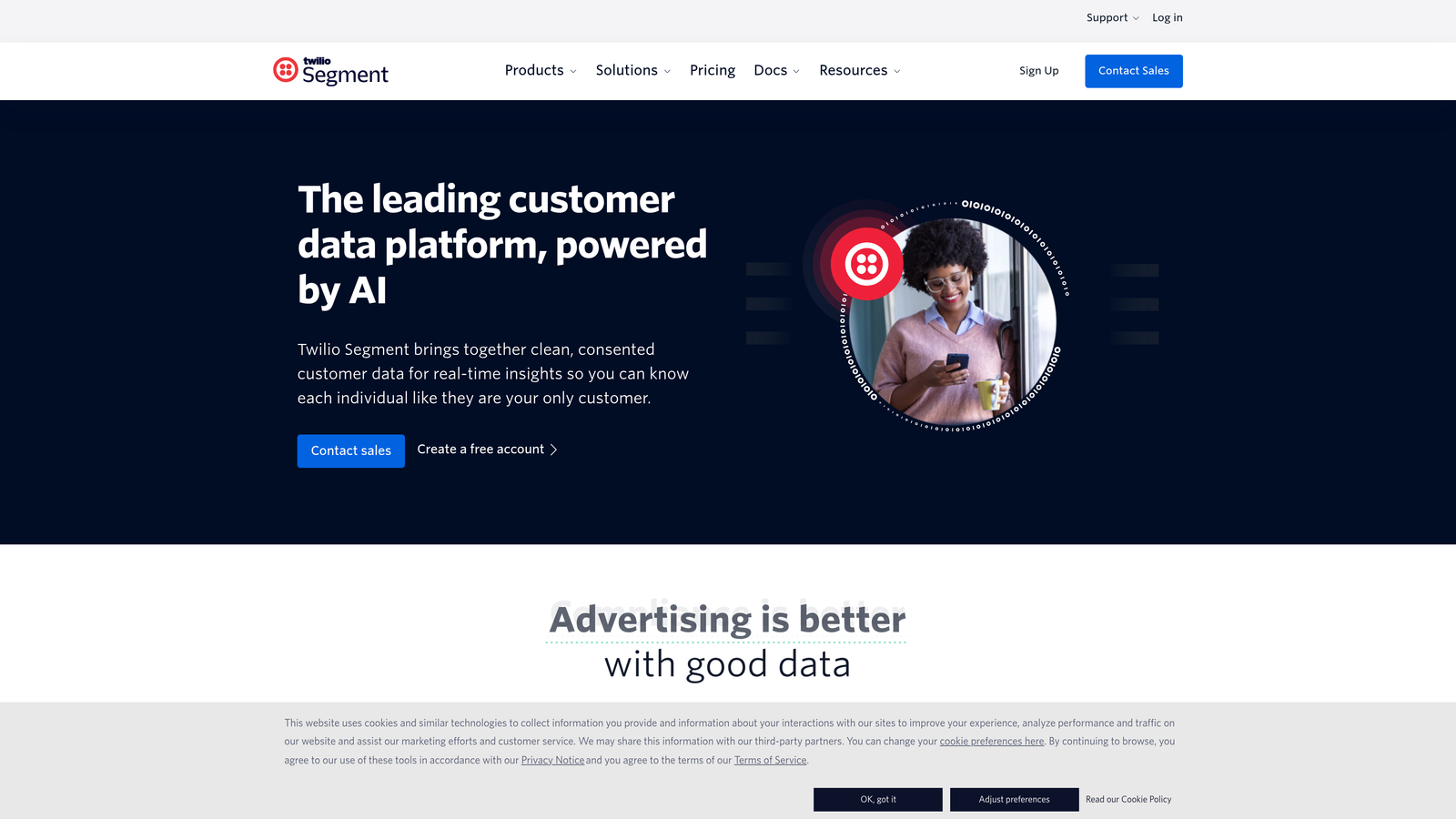 Screenshot of Segment website
