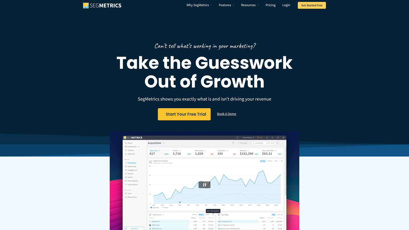 Screenshot of SegMetrics website