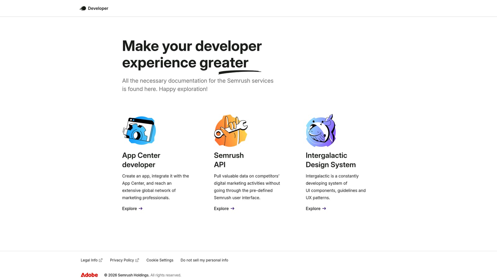 Screenshot of SEMrush API website