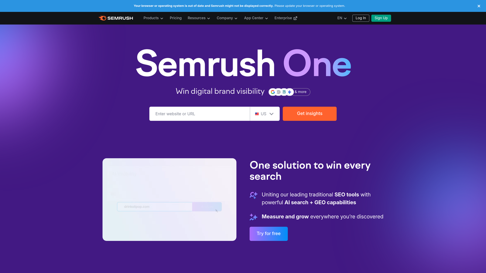 Screenshot of Semrush Content Marketing Platform website