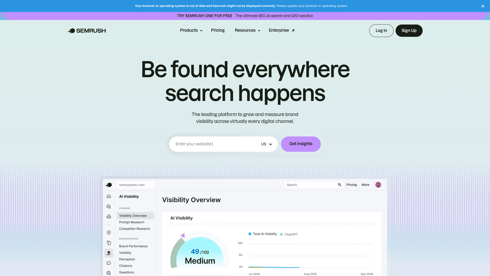 Screenshot of Semrush ContentShake AI website