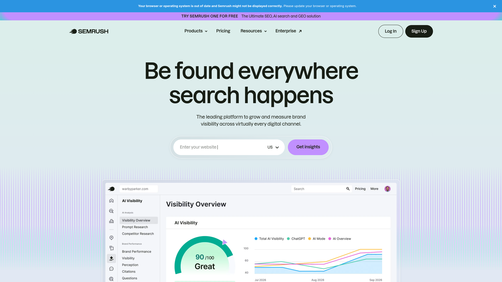 Screenshot of Semrush Enterprise website